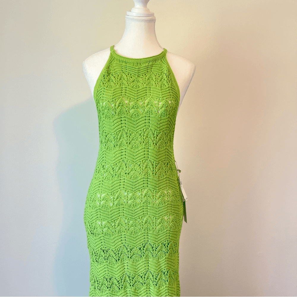 House of Harlow 1960 Knit Maxi Dress in Green NEW Size Medium Vacation Resort