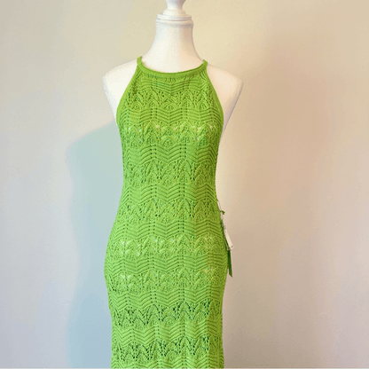 House of Harlow 1960 Knit Maxi Dress in Green NEW Size Medium Vacation Resort