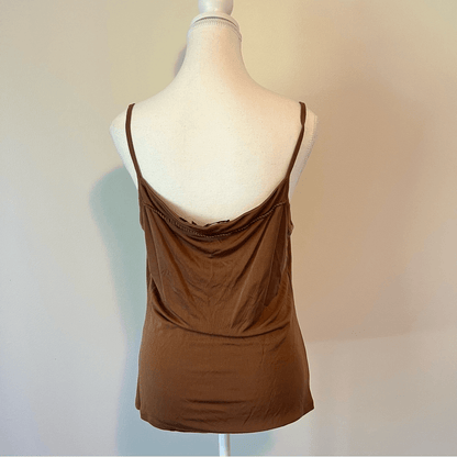 Lafayette 148 New York 100% Silk Tank Top Cami Size XL Chocolate Brown