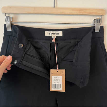 Boden Bi-Stretch Crop Flare Black Trousers Pants NEW Size 6R Career Classic