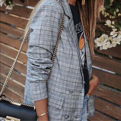 MAJORELLE Rhea Grey Plaid Blazer Size Small