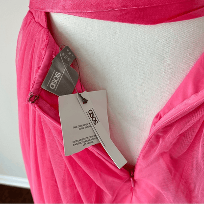 ASOS Tulle TuTu Halter Midi Dress NEW Size 4 Pink Prom Homecoming