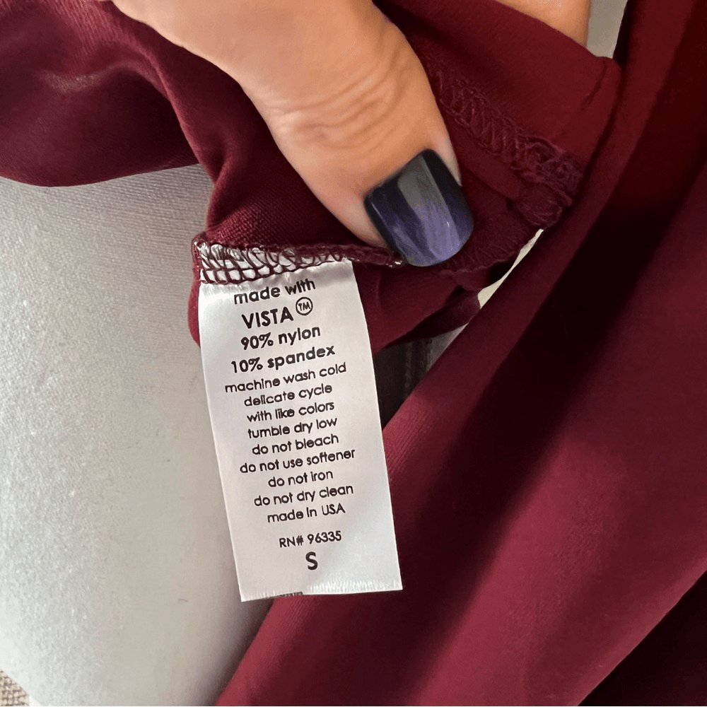 NEW Susana Monaco Bell Sleeve Square Neck Top Size Small in Vine / Burgundy