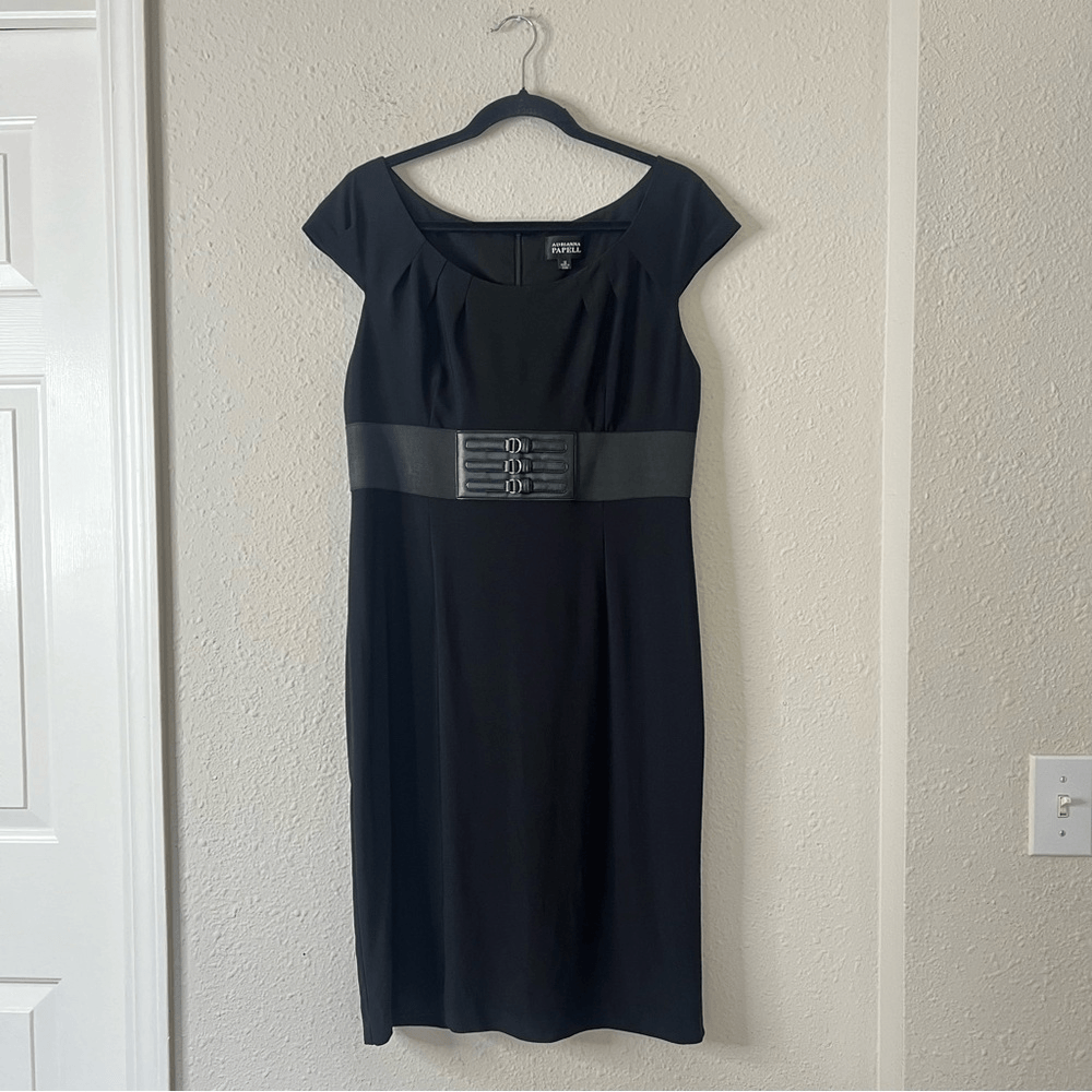 Adrianna Papell Black Sheath Career Cocktail Dress Size 12