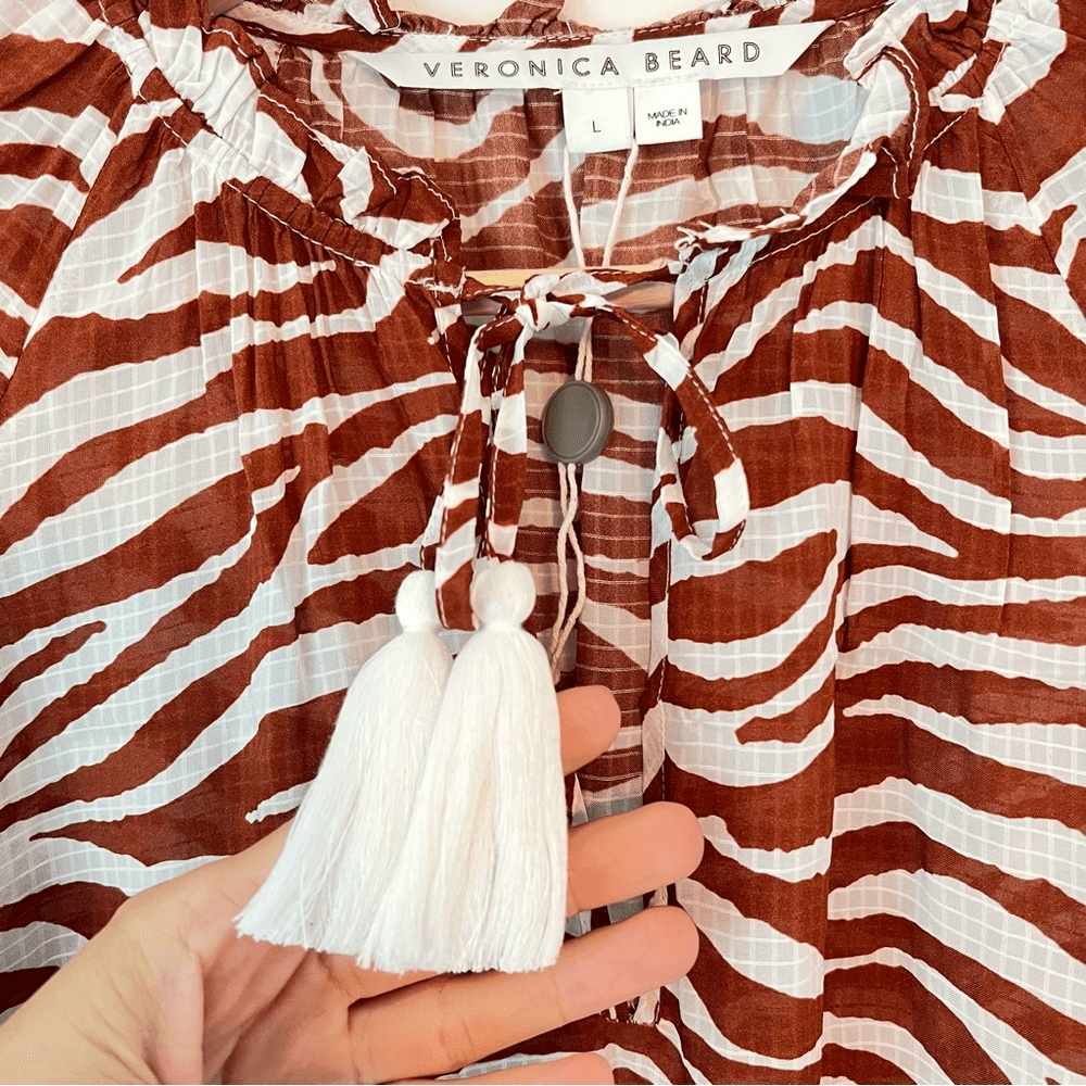 Veronica Beard Danica Cover Up Dress Size Large Animal Print Long Sleeve