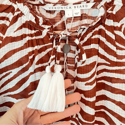 Veronica Beard Danica Cover Up Dress Size Large Animal Print Long Sleeve