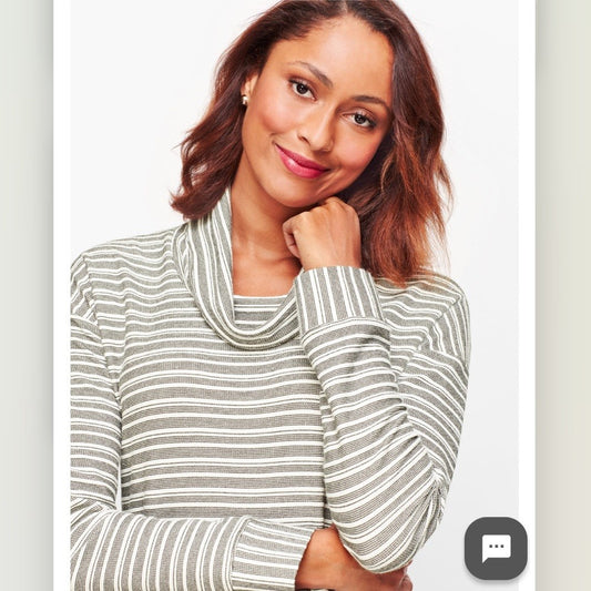 Talbots Womens Cowl Neck Striped Pullover Sweater Size Large