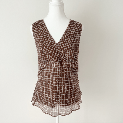 Pendleton Silk Geoprint 2 Piece Set NEW Sleeveless V-Neck Top & Midi Skirt Sz 8