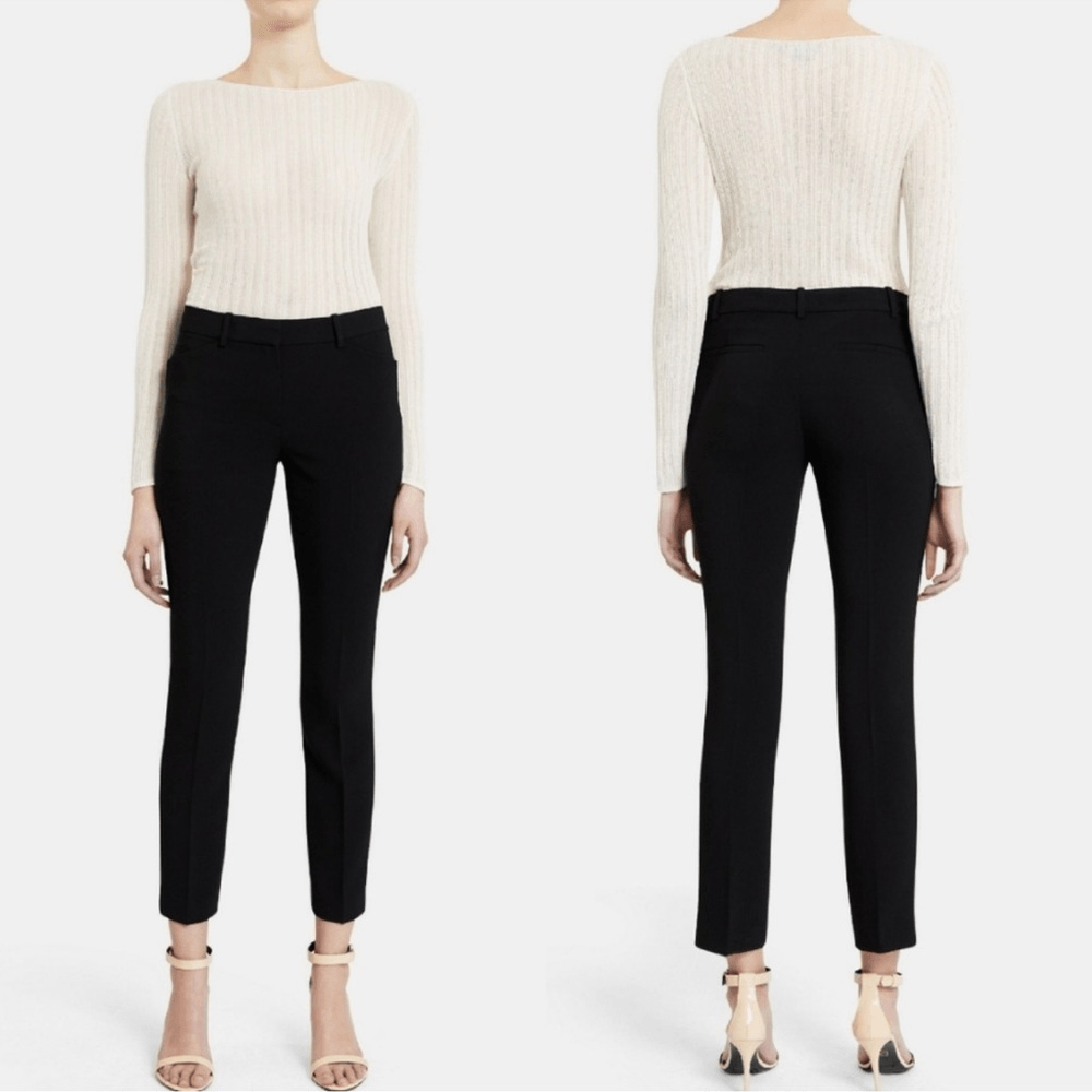 Theory Izelle C Jetty Bi-Stretch Black Ankle Cropped Pants Size 12