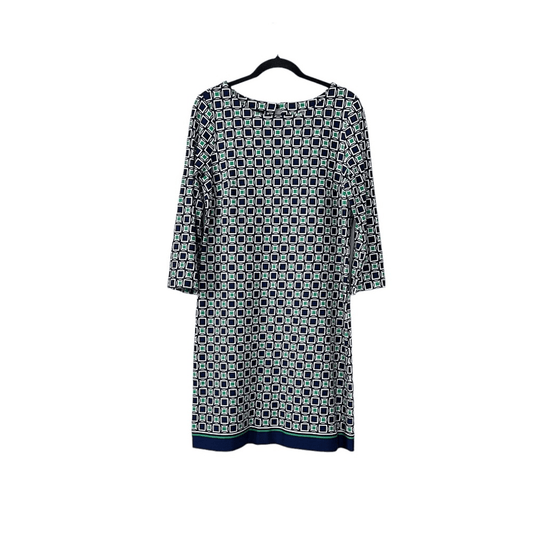 Talbots Geometric Print 3/4 Sleeve Shift Dress Size 8