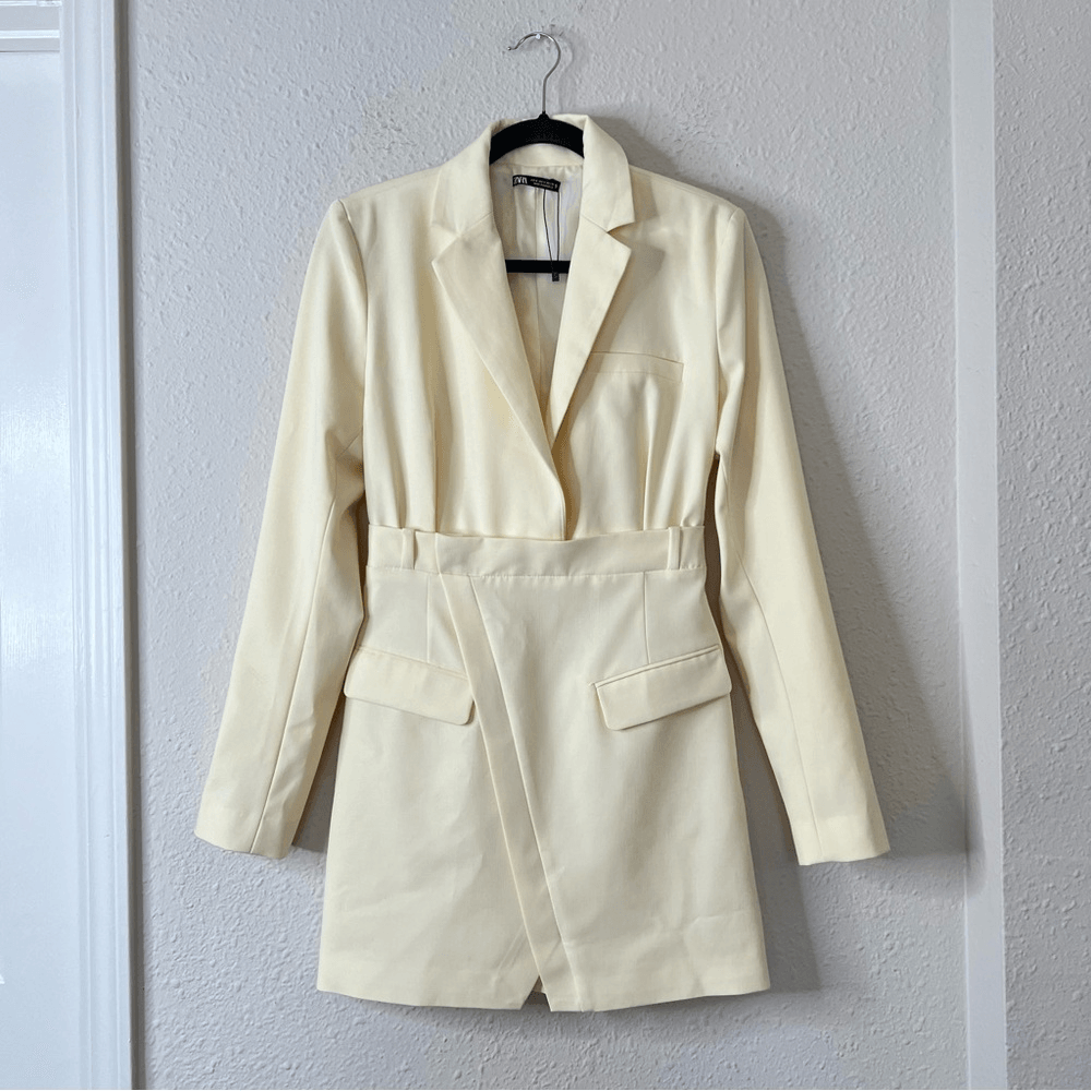 ZARA Butter Yellow Blazer Mini Dress  Blogger Favorite Size Small