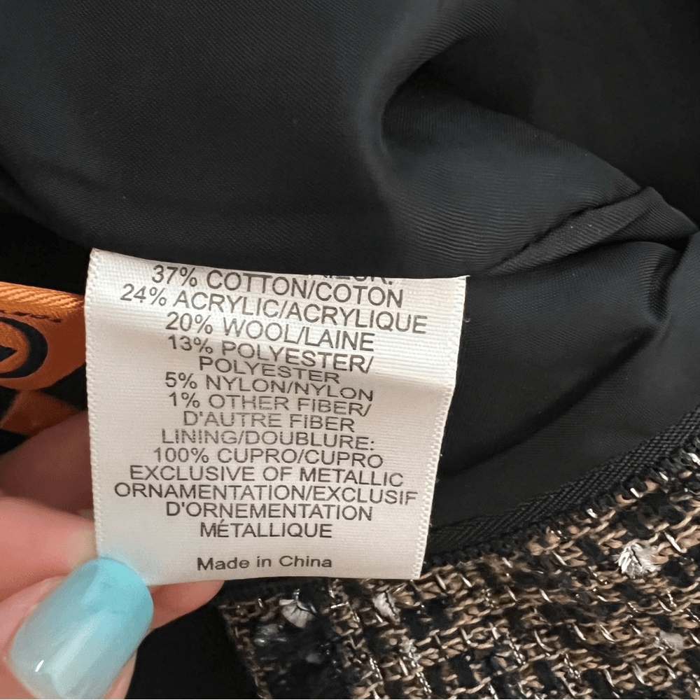 Tory Burch Tweed Mini Pencil Skirt Size 6 in Brown / Tan Wool Blend