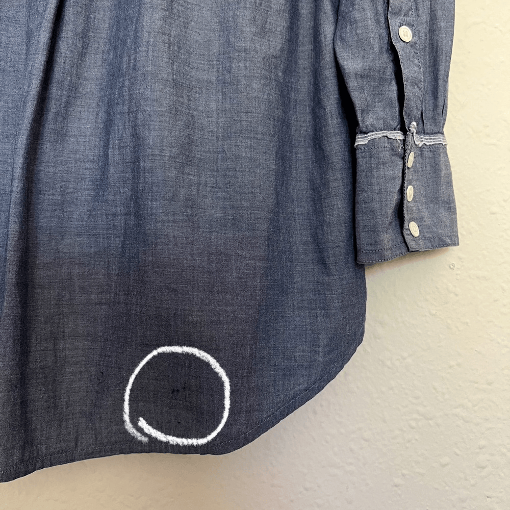 J. Crew Chambray Convertible Sleeve Cotton Half Button Down Shirt Size Small