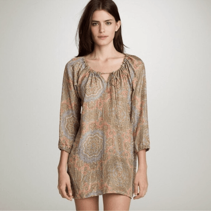J. Crew Harbor Paisley 100% Silk Tunic Top Size Medium
