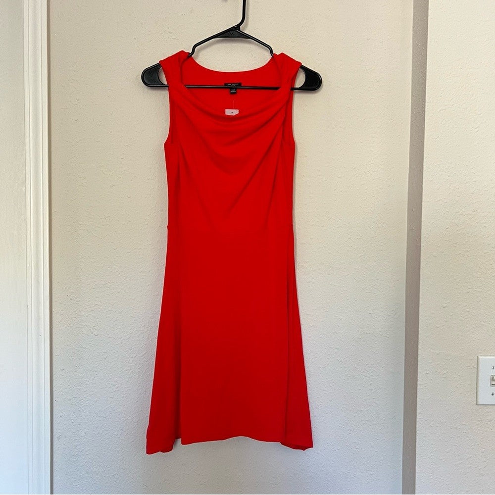 Ann Taylor Cowl Neck Red Sleeveless Mini A-line Dress NEW Size XS Petite
