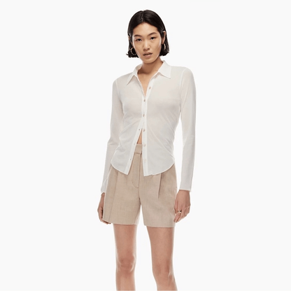 Aritzia Wilfred Sheer Button Down Long Sleeve Blouse Top in Cream Size Small