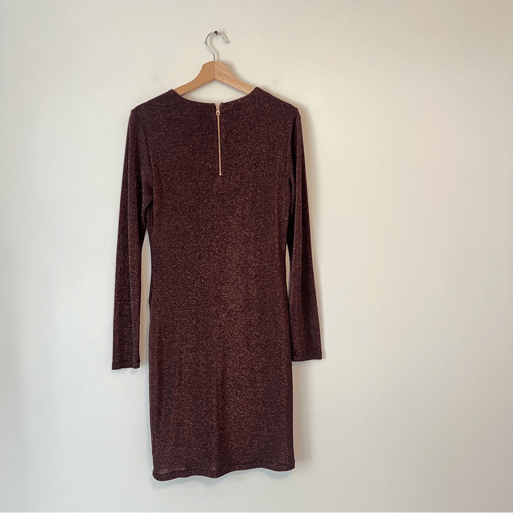 Ted Baker Lizzey Copper Metallic Long Sleeve Mini Dress Ted Size 3 US Size 8