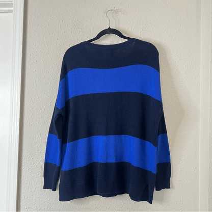 Lauren Ralph Lauren Wool Cashmere Blend Blue Striped Sweater Size Large
