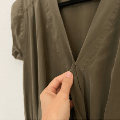 Aritzia Babaton Corbett Olive Green Silk Romper Size XS