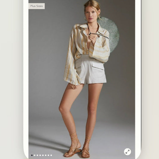 Anthropologie Maeve Linen A-Line Shorts in Stone NEW Size XL