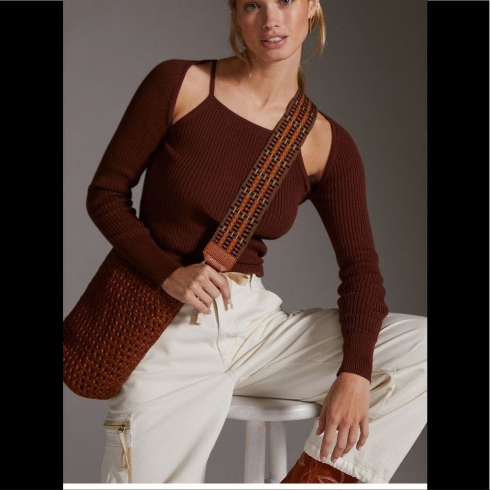 Anthropologie Ribbed Cut-Out Sweater Top NEW Plus Size 3X