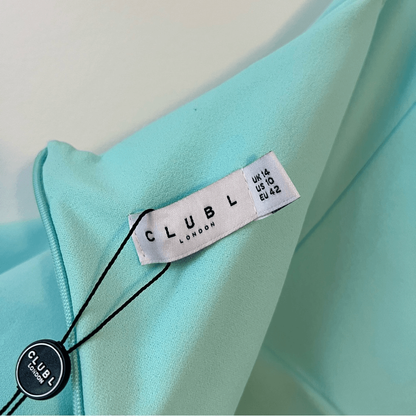 Club L London Louisiana Mint Bandeau Peplum Maxi Dress NEW Size US 10