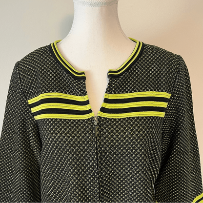 Ming Wang Striped Knit V-Neck Sweater Cardigan Jacket Plus Size Blue Green