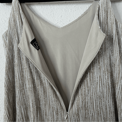 Alex Evenings Gold Metallic Maxi Dress Size 14