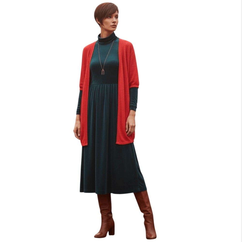 J. Jill Red Linen Blend Short Sleeve Lightweight Open Front Knit Cardigan Medium