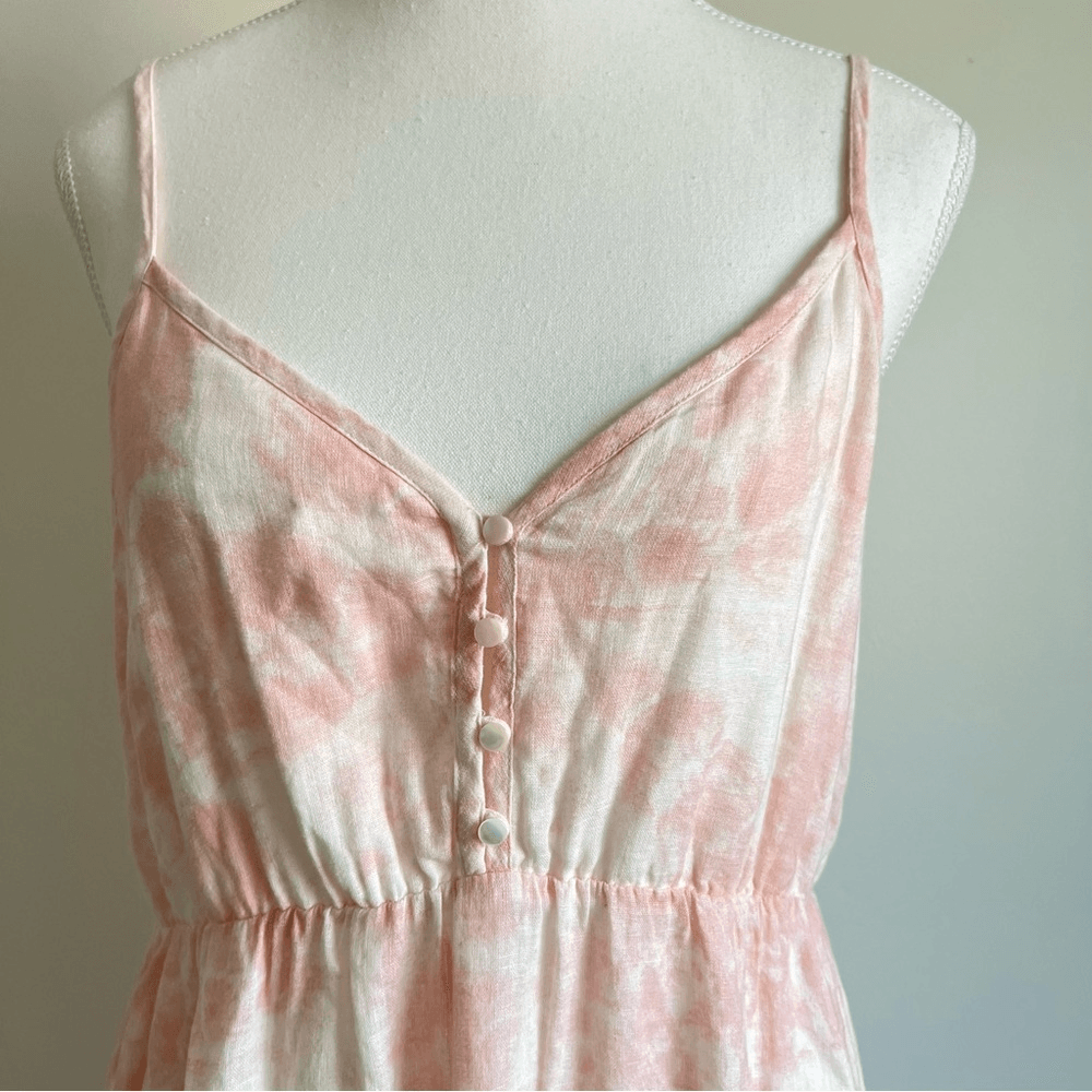 Revolve RAILS Delilah Linen Midi Dress in Peach Pink Tie Dye Size Medium
