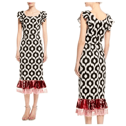 Sachin + Babi Ayran Midi Sequin Tassel Cocktail Dress NEW Size 4 (FLAWED)