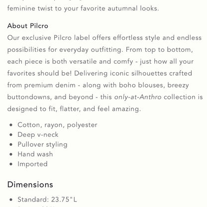 Anthropologie Pilcro Plaid Deep-V Blouse NEW Size Small