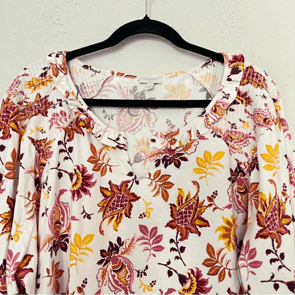 Talbots Floral Long Sleeve Cotton Blouse Plus Size 3X