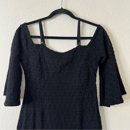 Free People Sophia Black Eyelet Crochet Mini Dress Bodycon Revolve