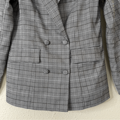 MAJORELLE Rhea Grey Plaid Blazer Size Small