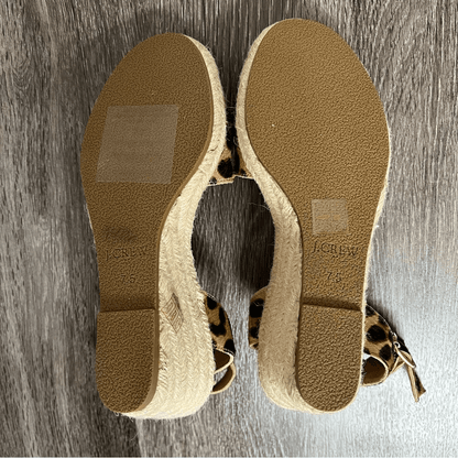 New J Crew Leopard Calfhair Wedge Espadrilles NWOT Size 7,5