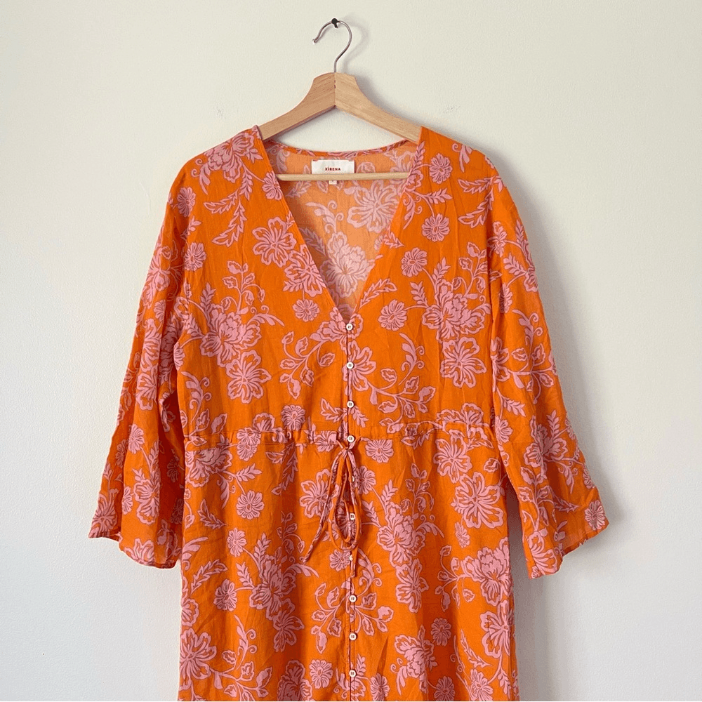 Xirena Mykah Floral Maxi Dress Coverup NEW Size Small Orange Purple