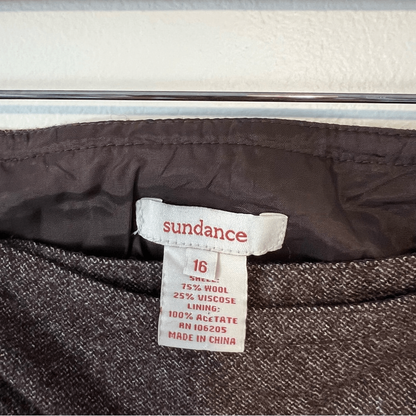 Sundance Brown Wool Wrap Mini Skirt Size 16 A-line Academia