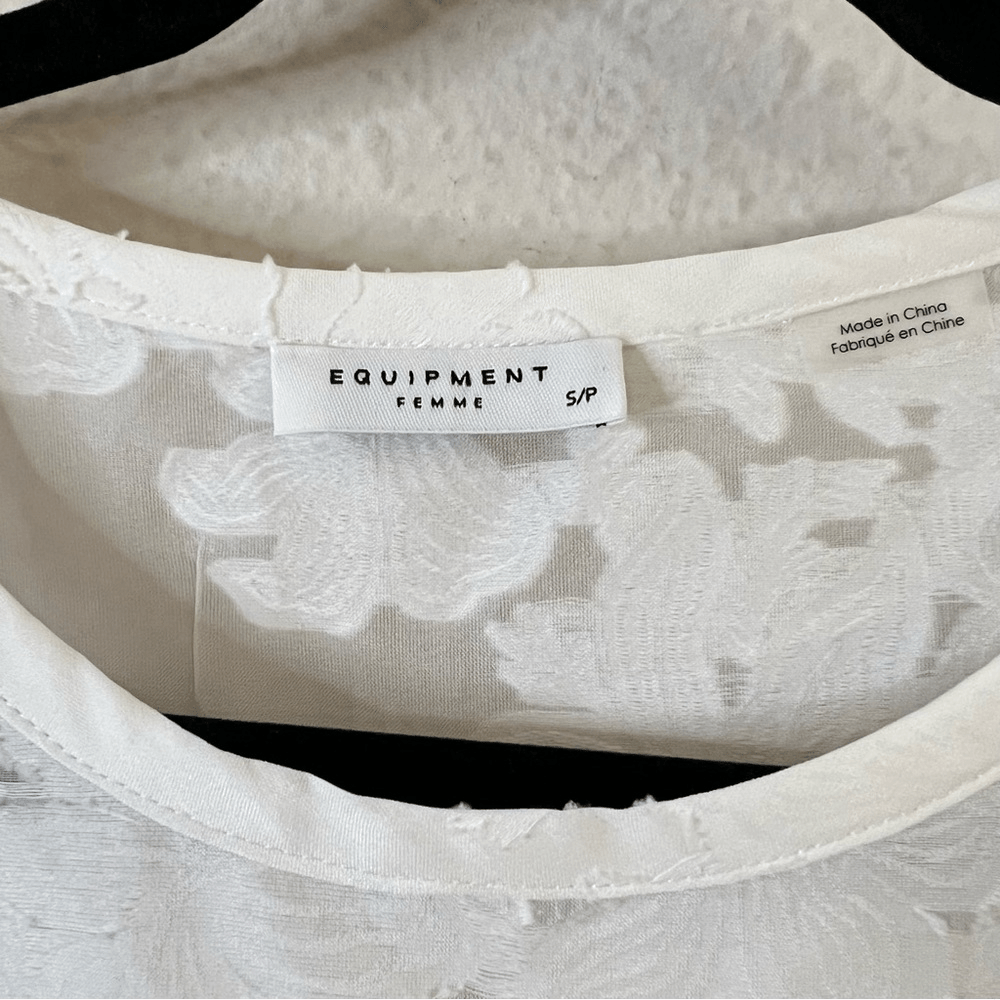 Equipment Riley Tee Silk Sheer Floral Blouse Top NEW in White Small Short Sleeve