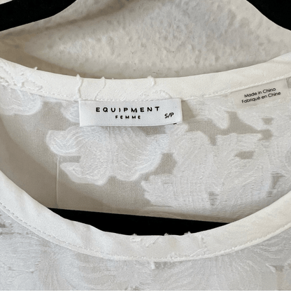 Equipment Riley Tee Silk Sheer Floral Blouse Top NEW in White Small Short Sleeve