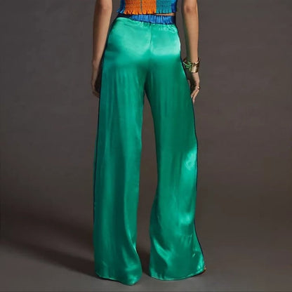Anthropologie Corey Lynn Calter Sam Wide Leg Satin Pants NEW Size XS Green