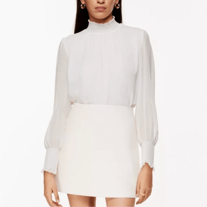 Aritzia Wilfred Valencia Blouse in White Size S Long Sleeve Chiffon