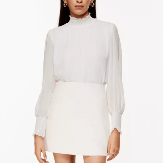 Aritzia Wilfred Valencia Blouse in White Size S Long Sleeve Chiffon