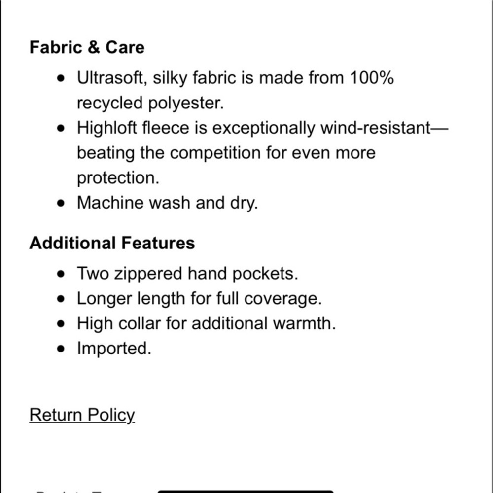 L.L. Bean Luxe Fleece Long Vest in Black NEW Size XS