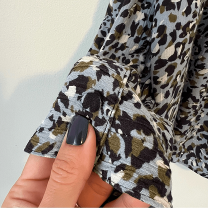 Zadig & Voltaire Tink Leo Crinkle Lace Collar Blouse Size Medium Long Sleeve