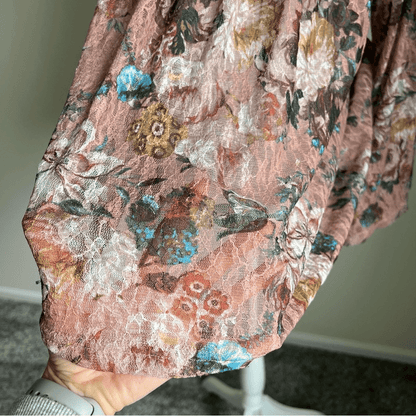 Anthropologie Akemi + Kin Patrizia Floral Lace Blouse Pink Medium Bell Sleeves
