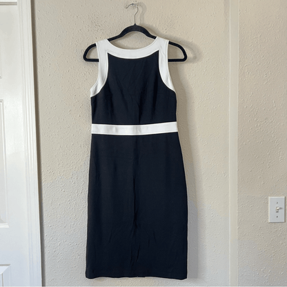 Talbots Ponte Knit Sleeveless Sheath Dress Black and White Size 6