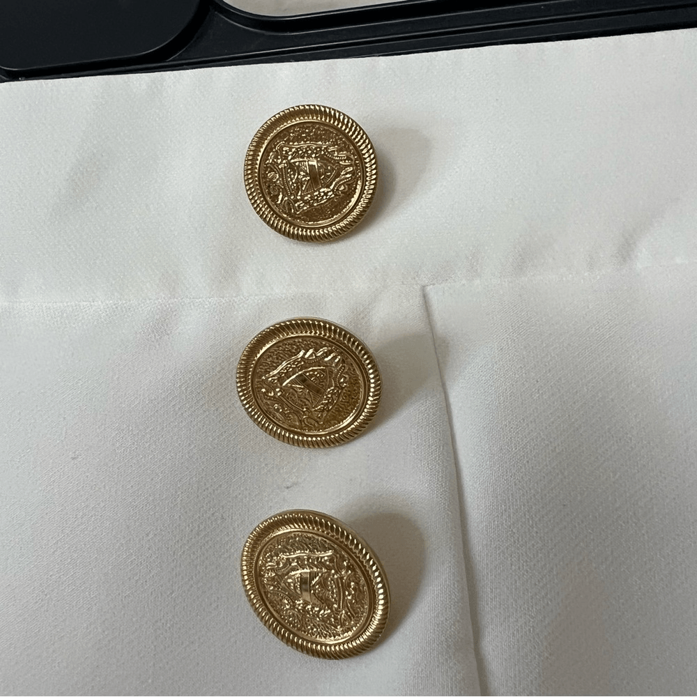 Nookie Gold Button White Mini Skirt Size Small