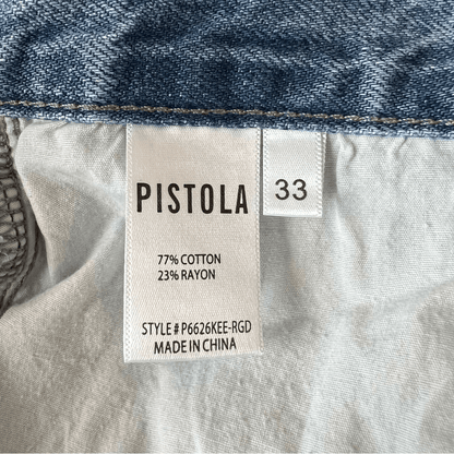 Pistola Presley Light Wash High Rise Distressed Jeans Relaxed Roller Size 33