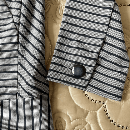 CABI Navy Blue Dappled Stripe Car Coat Size XS